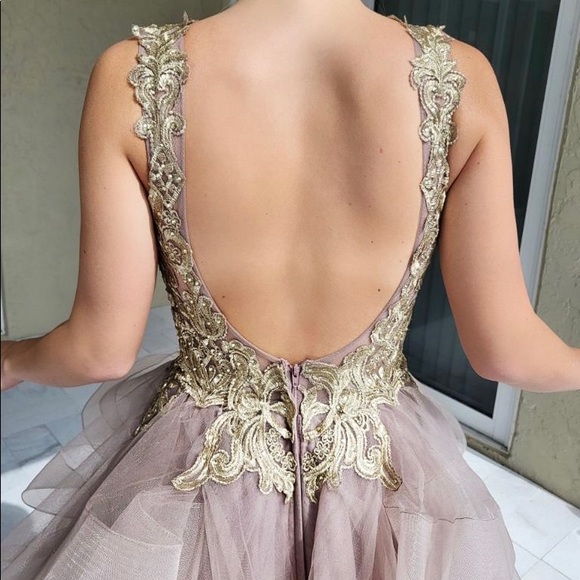 Mauve with gold prom ball down - Picture 4 of 6